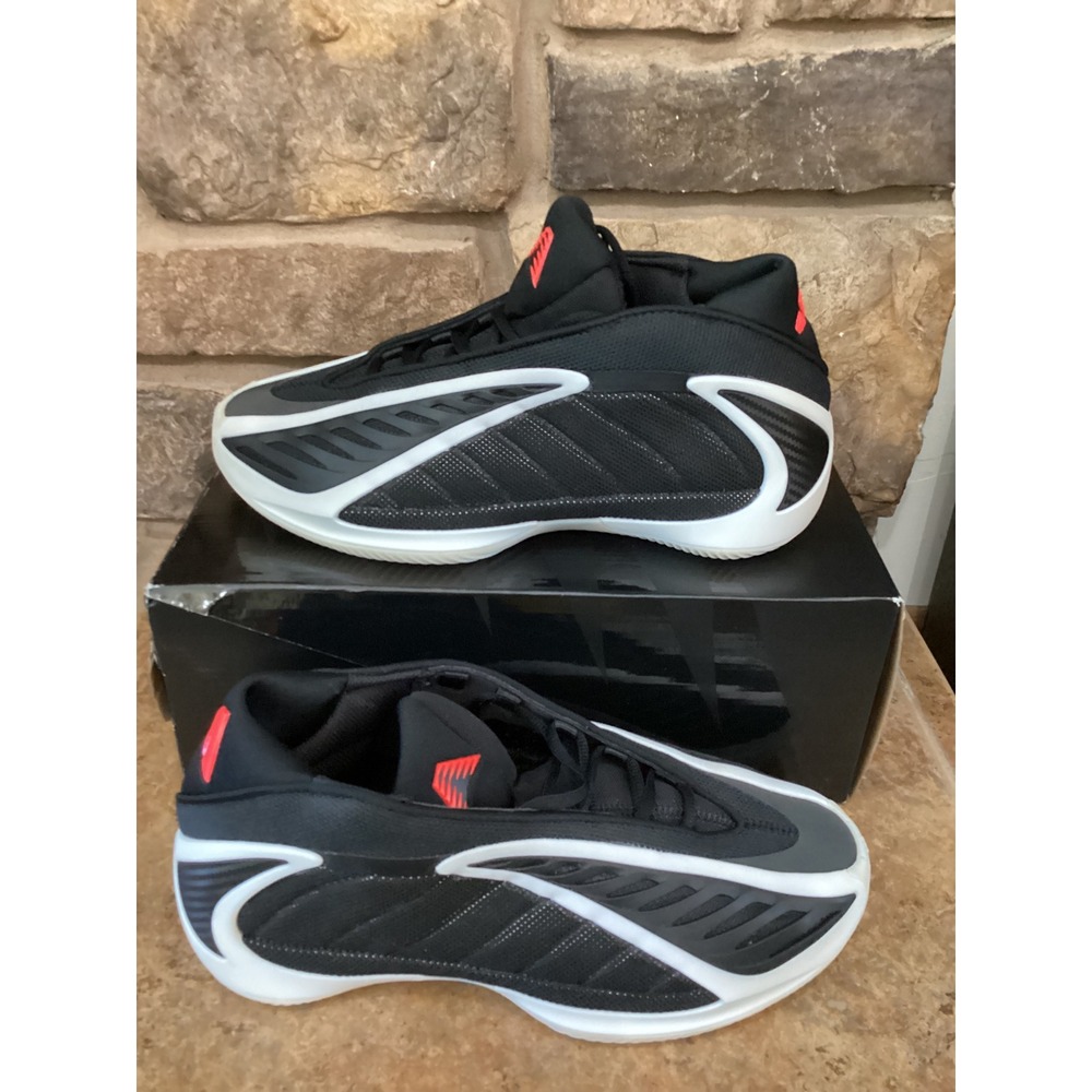 Adidas Anthony Edwards 2 Basketball Shoes Core Black Lucid Red JS3508 Mens 8 New